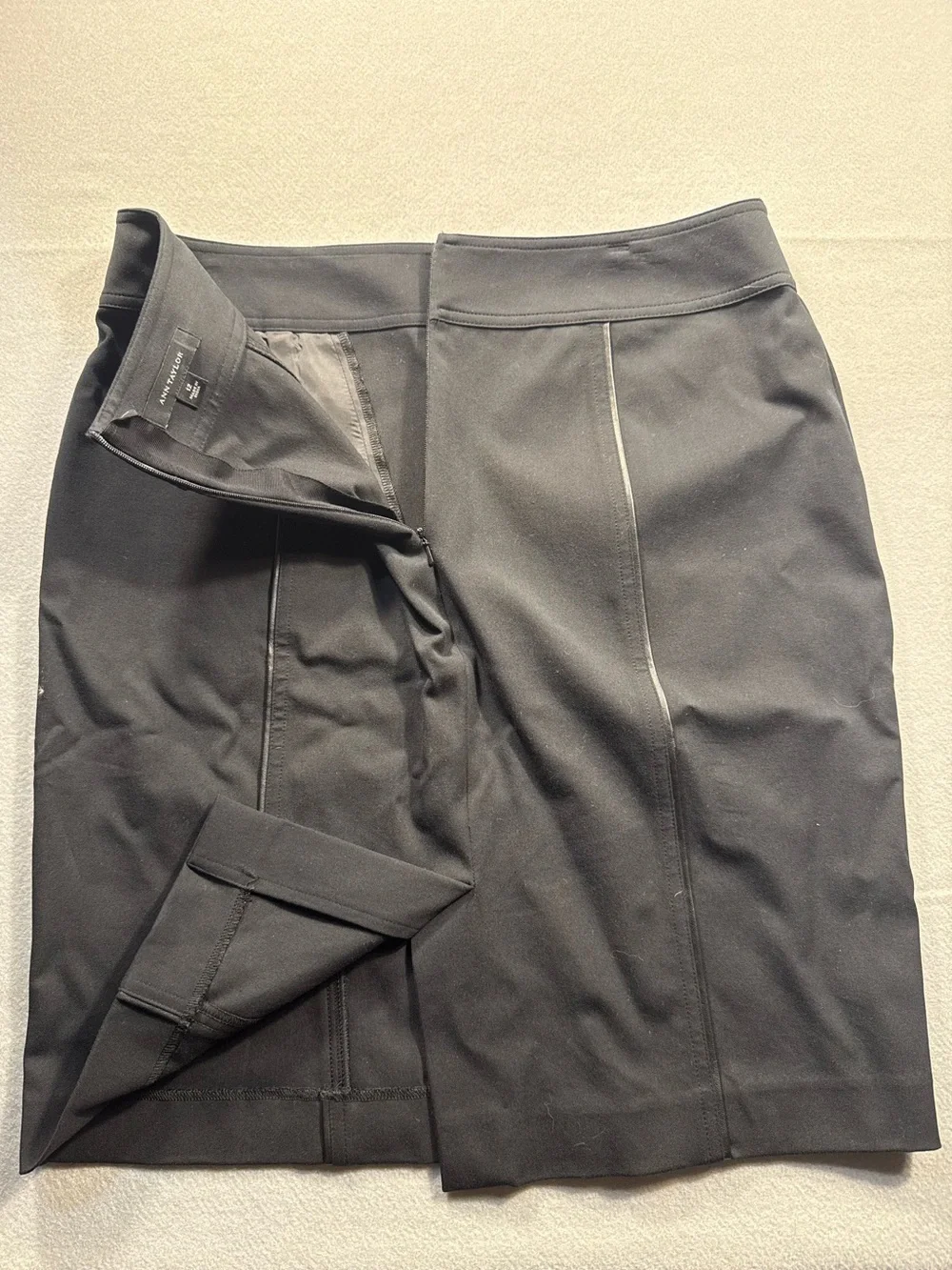 Ann Taylor Size 12 Grey Cotton Pencil Skirt Front Zip Clubwear Work Attire